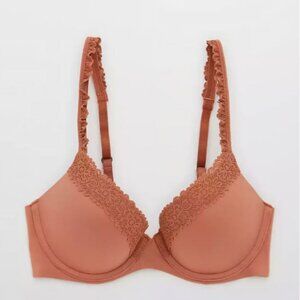 Aerie Burnt Orange Real Sunnie Demi Push Up Lace Bra Size 34D